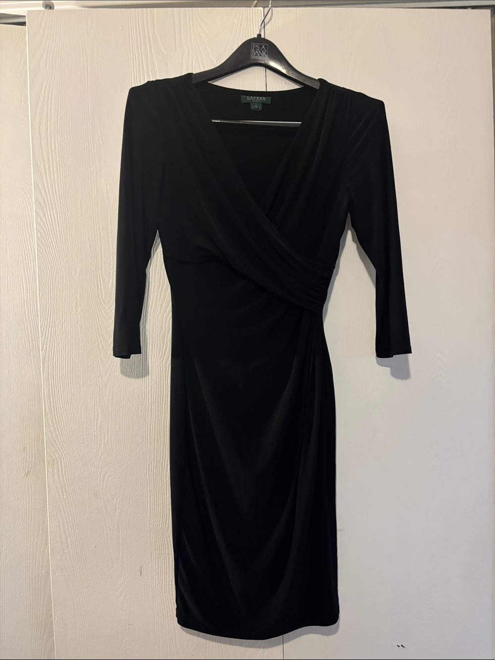 Ralph Lauren Black Faux-Wrap Jersey Midi Dress